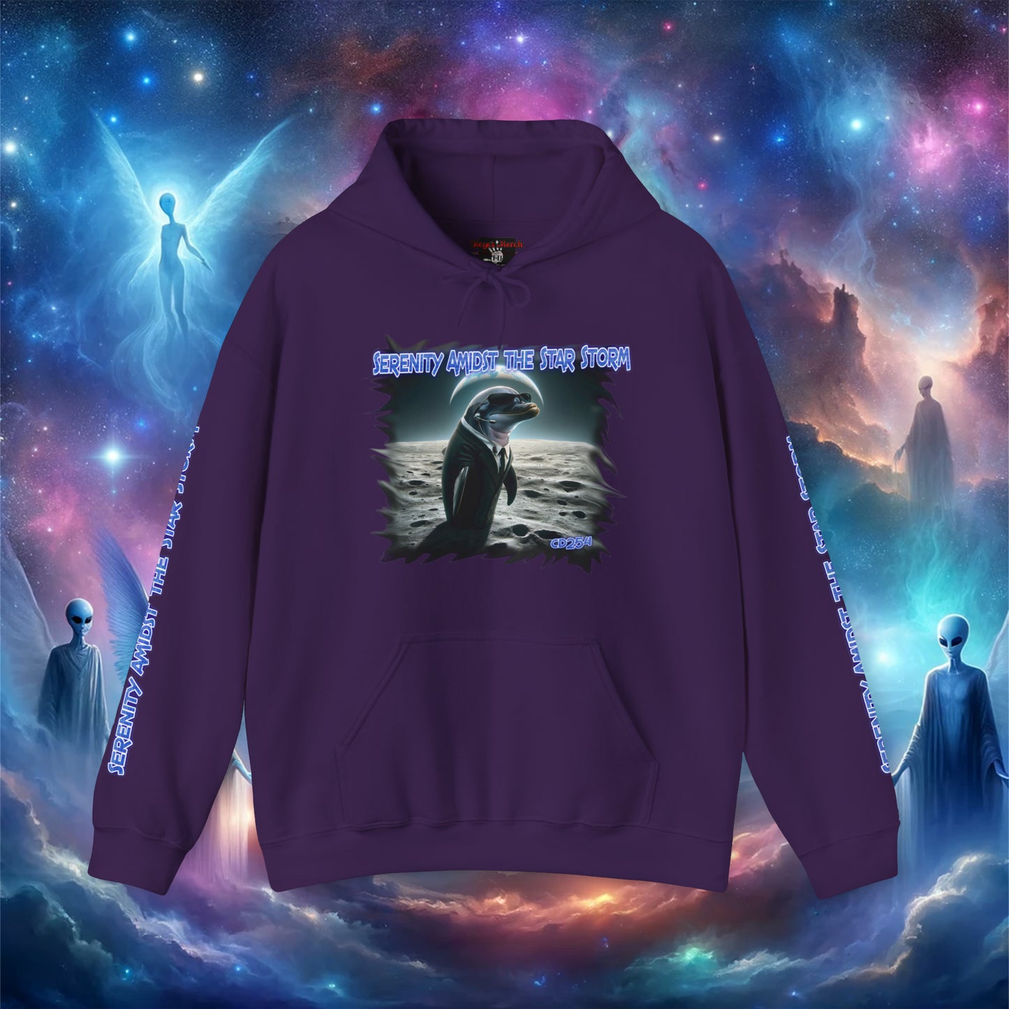 Galactic Guardian: Serenity Amidst the Star Storm - Unisex Heavy Blend™ Hooded Sweatshirt