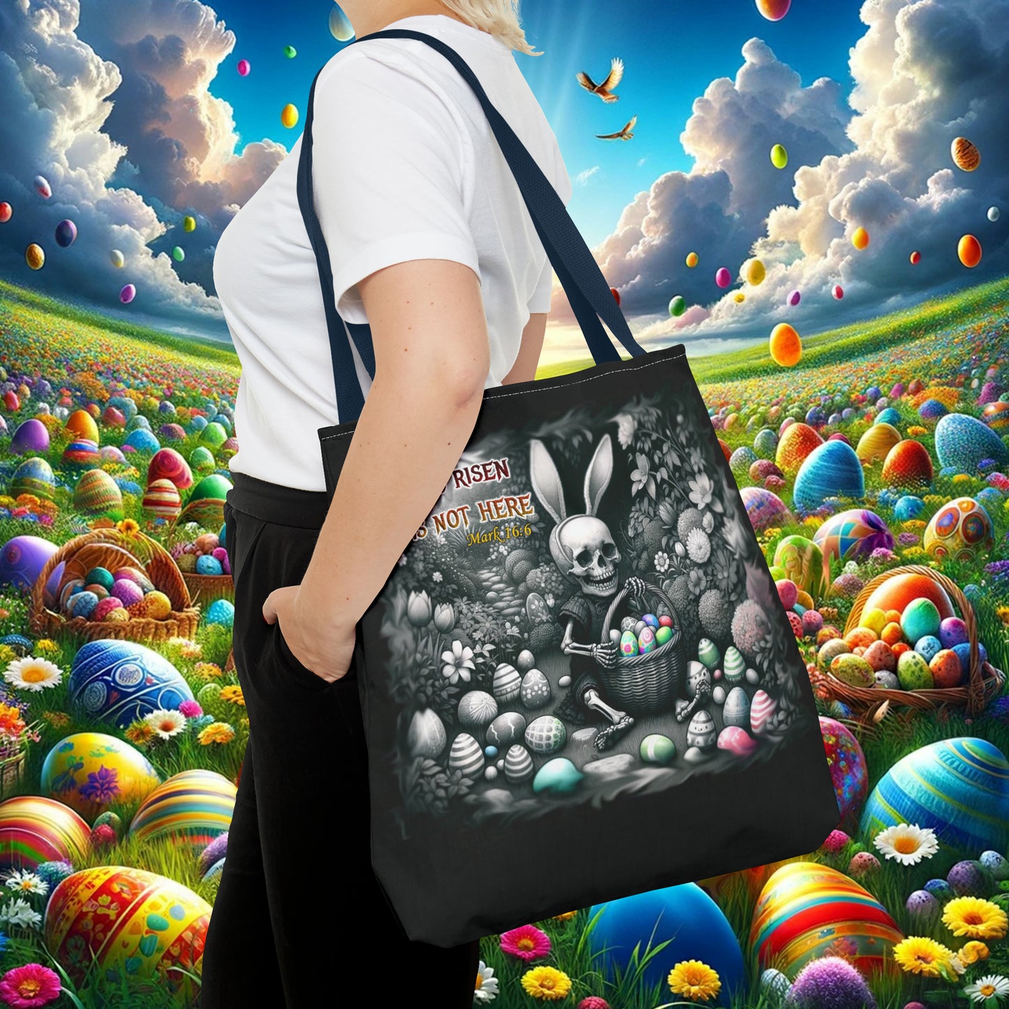 Easter Reflections: Baby Skeleton & Scripture Sketch - Tote Bag (AOP)