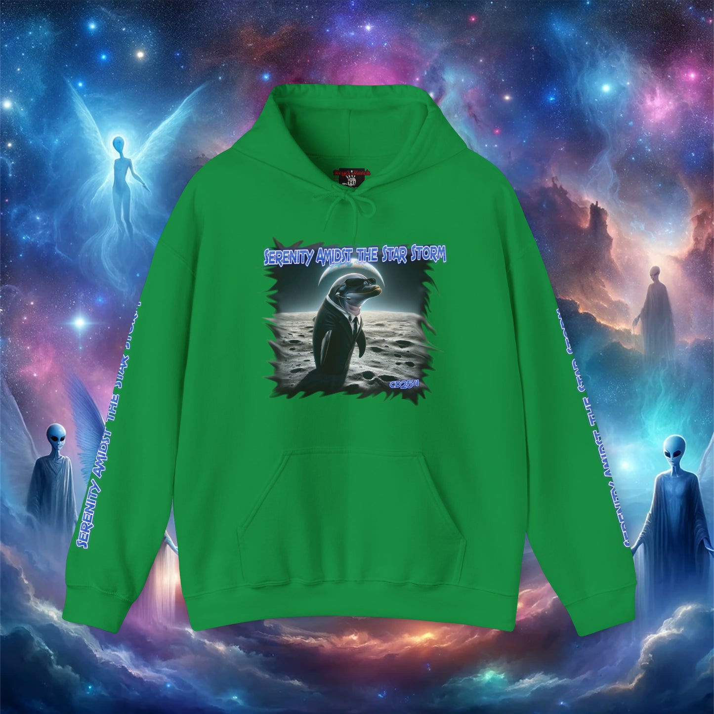 Galactic Guardian: Serenity Amidst the Star Storm - Unisex Heavy Blend™ Hooded Sweatshirt