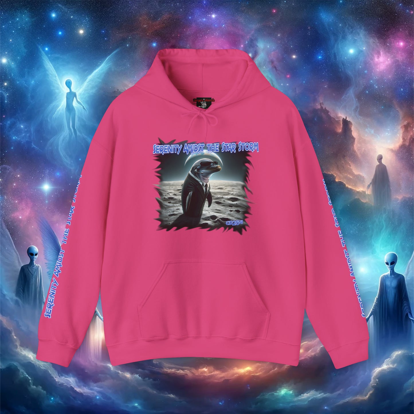 Galactic Guardian: Serenity Amidst the Star Storm - Unisex Heavy Blend™ Hooded Sweatshirt