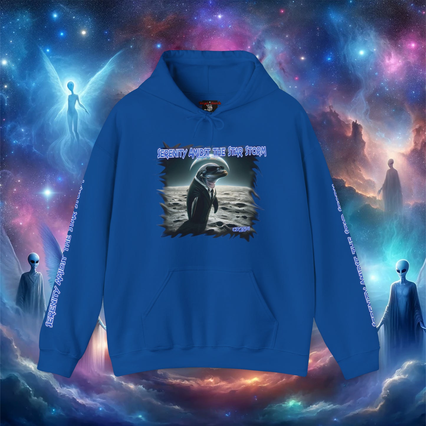 Galactic Guardian: Serenity Amidst the Star Storm - Unisex Heavy Blend™ Hooded Sweatshirt