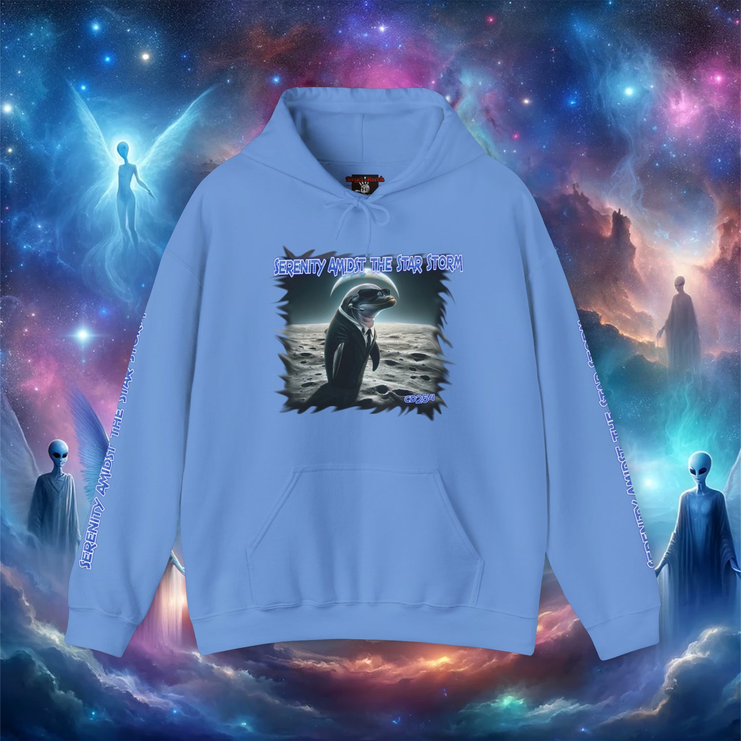 Galactic Guardian: Serenity Amidst the Star Storm - Unisex Heavy Blend™ Hooded Sweatshirt
