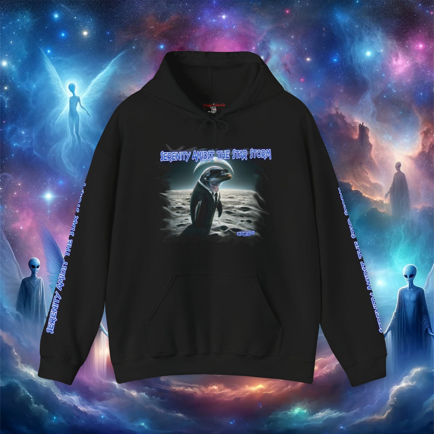 Galactic Guardian: Serenity Amidst the Star Storm - Unisex Heavy Blend™ Hooded Sweatshirt
