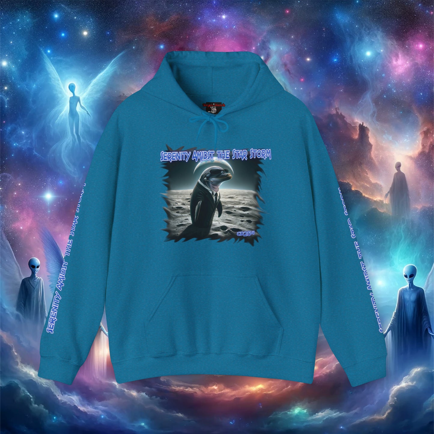 Galactic Guardian: Serenity Amidst the Star Storm - Unisex Heavy Blend™ Hooded Sweatshirt