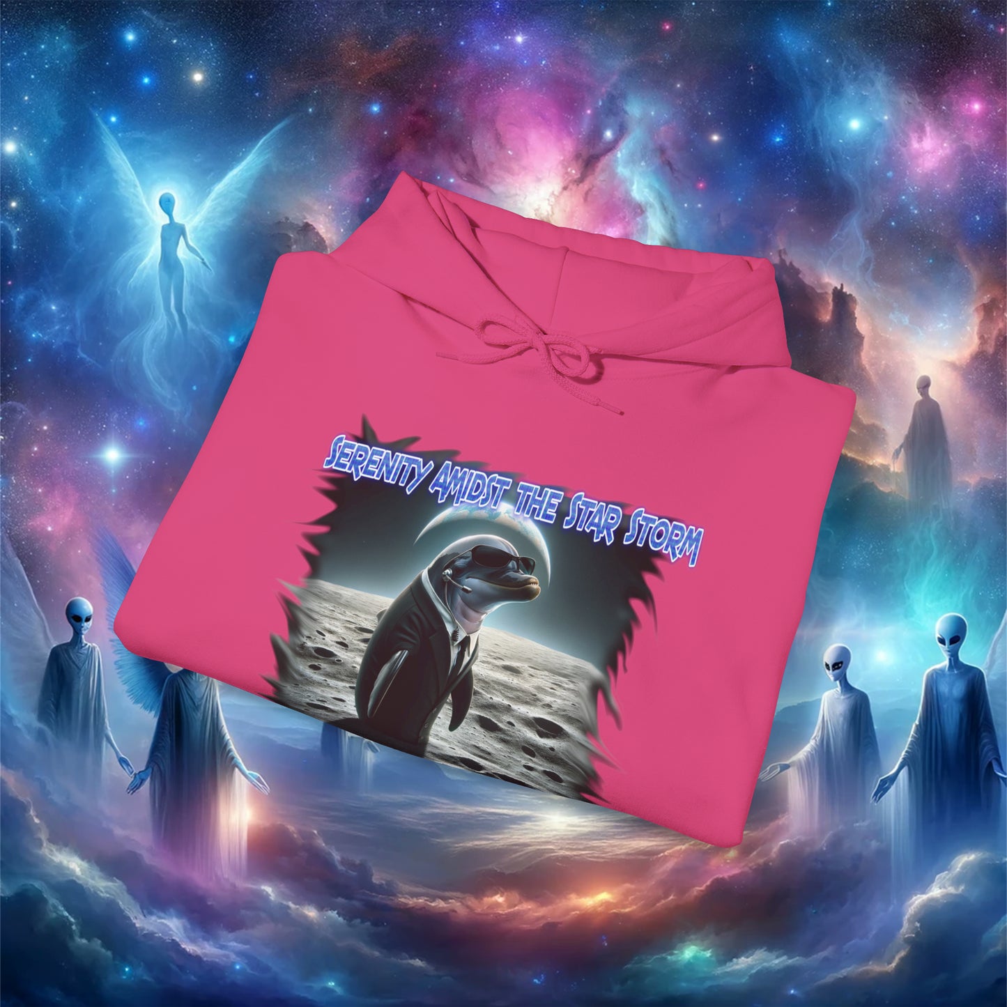 Galactic Guardian: Serenity Amidst the Star Storm - Unisex Heavy Blend™ Hooded Sweatshirt
