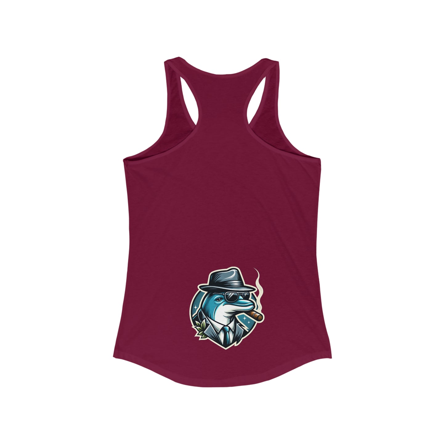 High Tide High Stakes: Playful Dolphins Poker Collection - Women's Ideal Racerback Tank