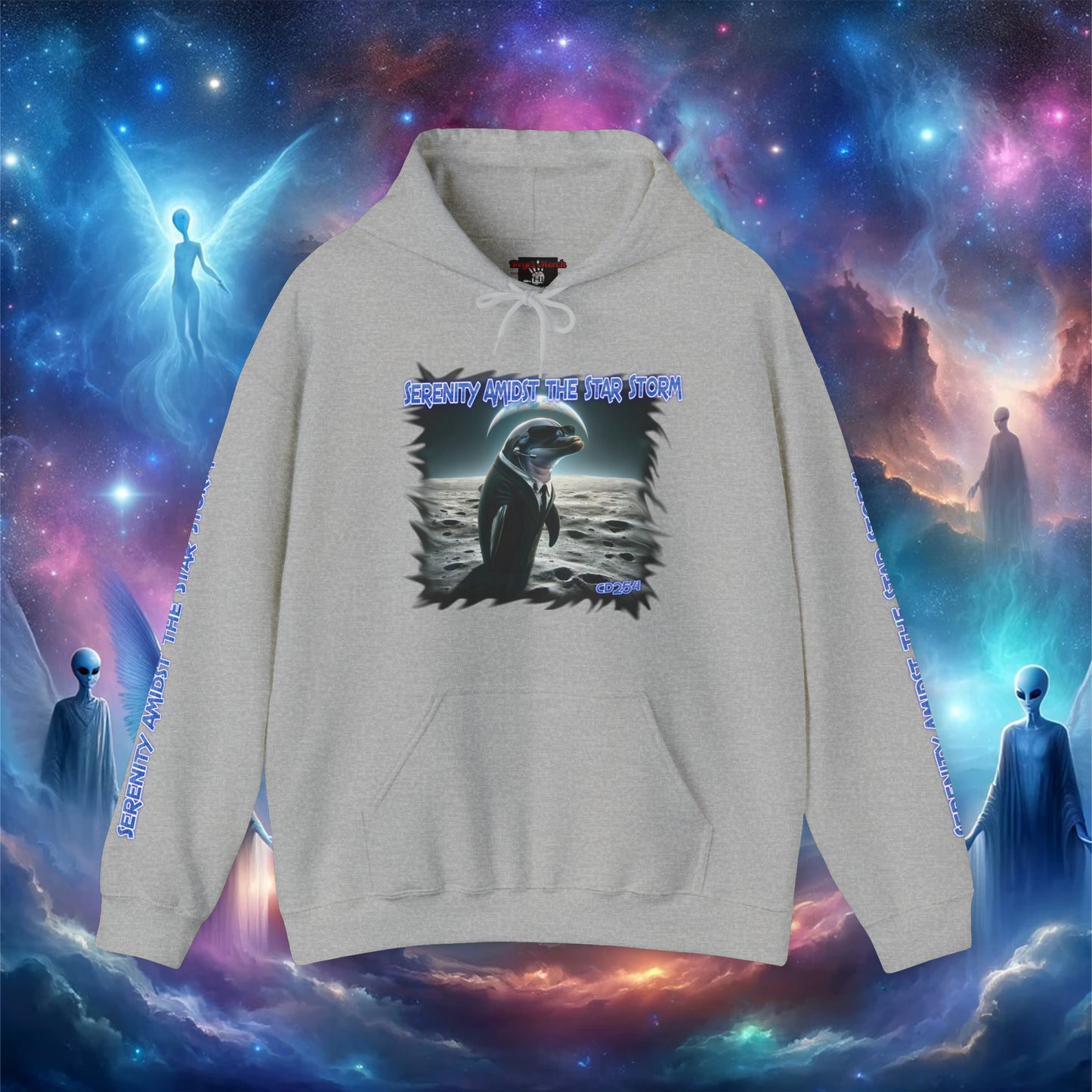 Galactic Guardian: Serenity Amidst the Star Storm - Unisex Heavy Blend™ Hooded Sweatshirt