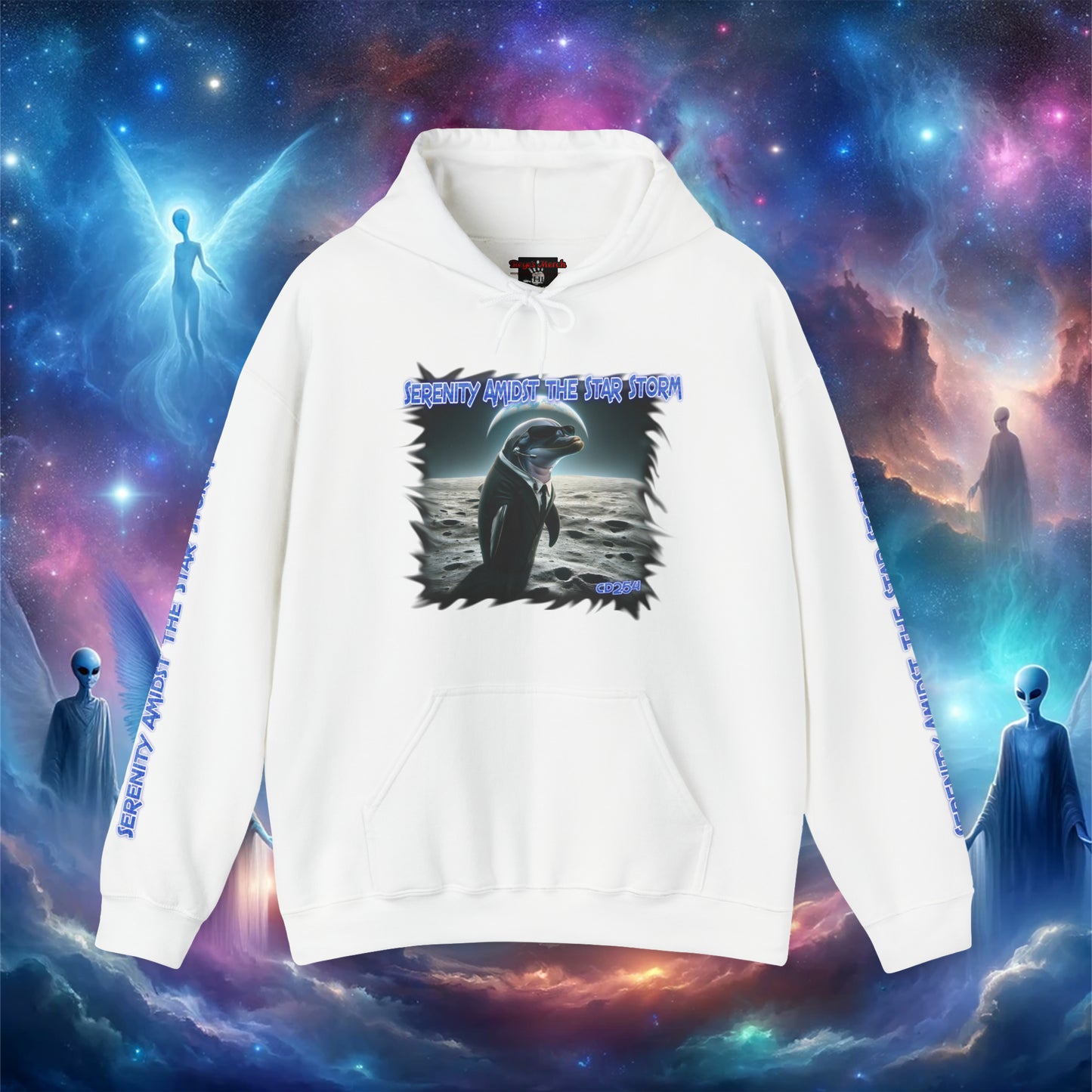 Galactic Guardian: Serenity Amidst the Star Storm - Unisex Heavy Blend™ Hooded Sweatshirt