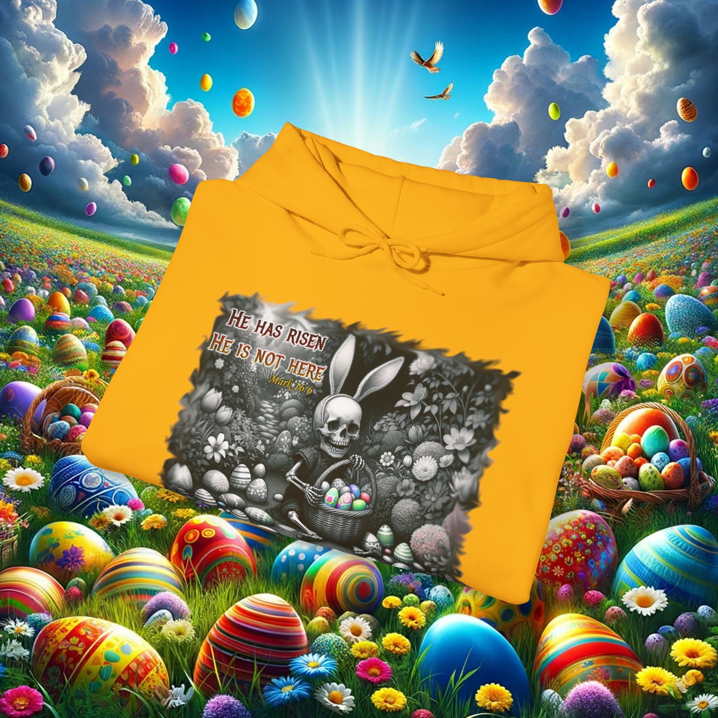 Easter Reflections: Baby Skeleton & Scripture Sketch - Unisex Heavy Blend™ Hooded Sweatshirt