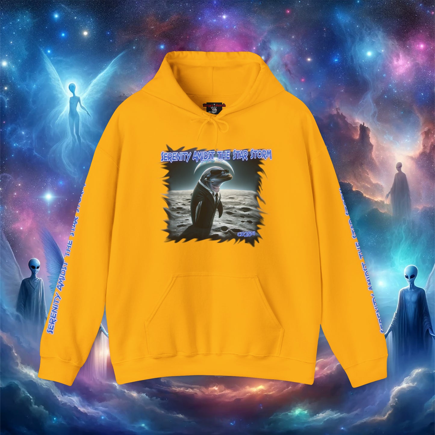 Galactic Guardian: Serenity Amidst the Star Storm - Unisex Heavy Blend™ Hooded Sweatshirt