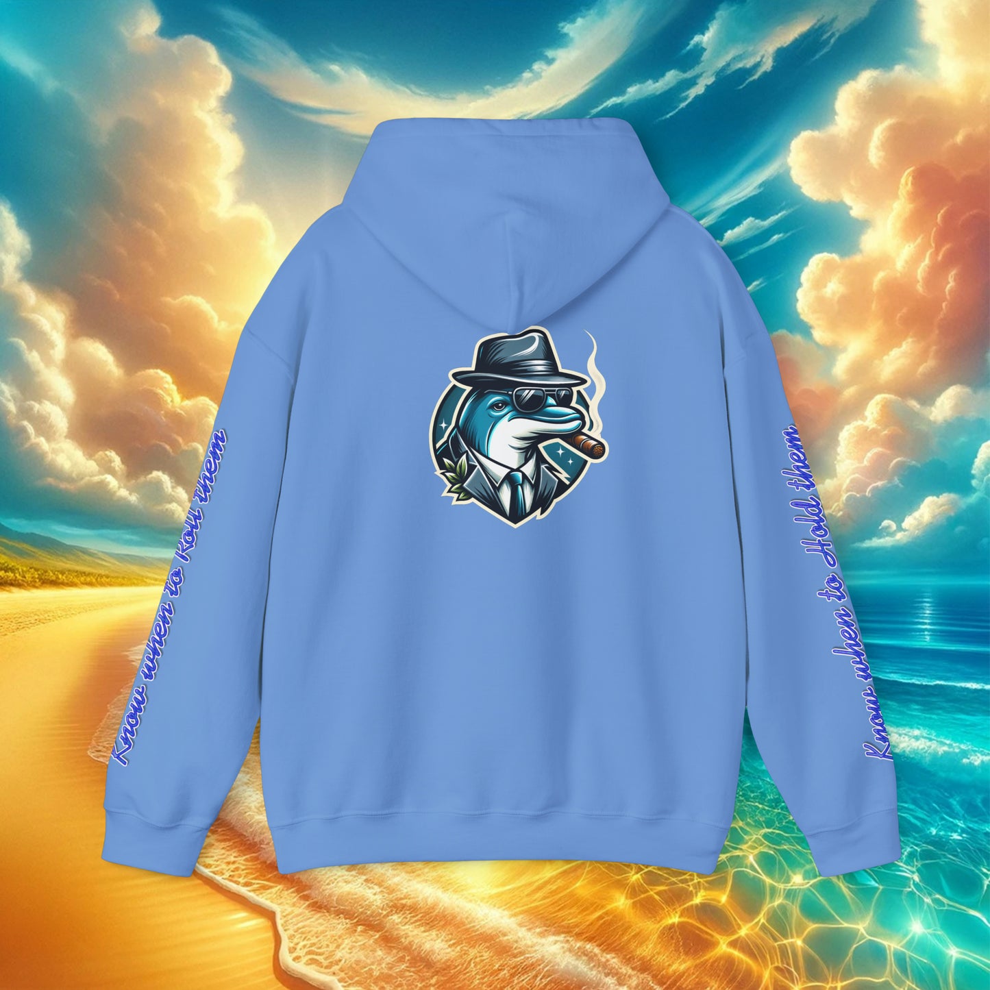 High Tide High Stakes: Playful Dolphins Poker Collection - Unisex Heavy Blend™ Hooded Sweatshirt