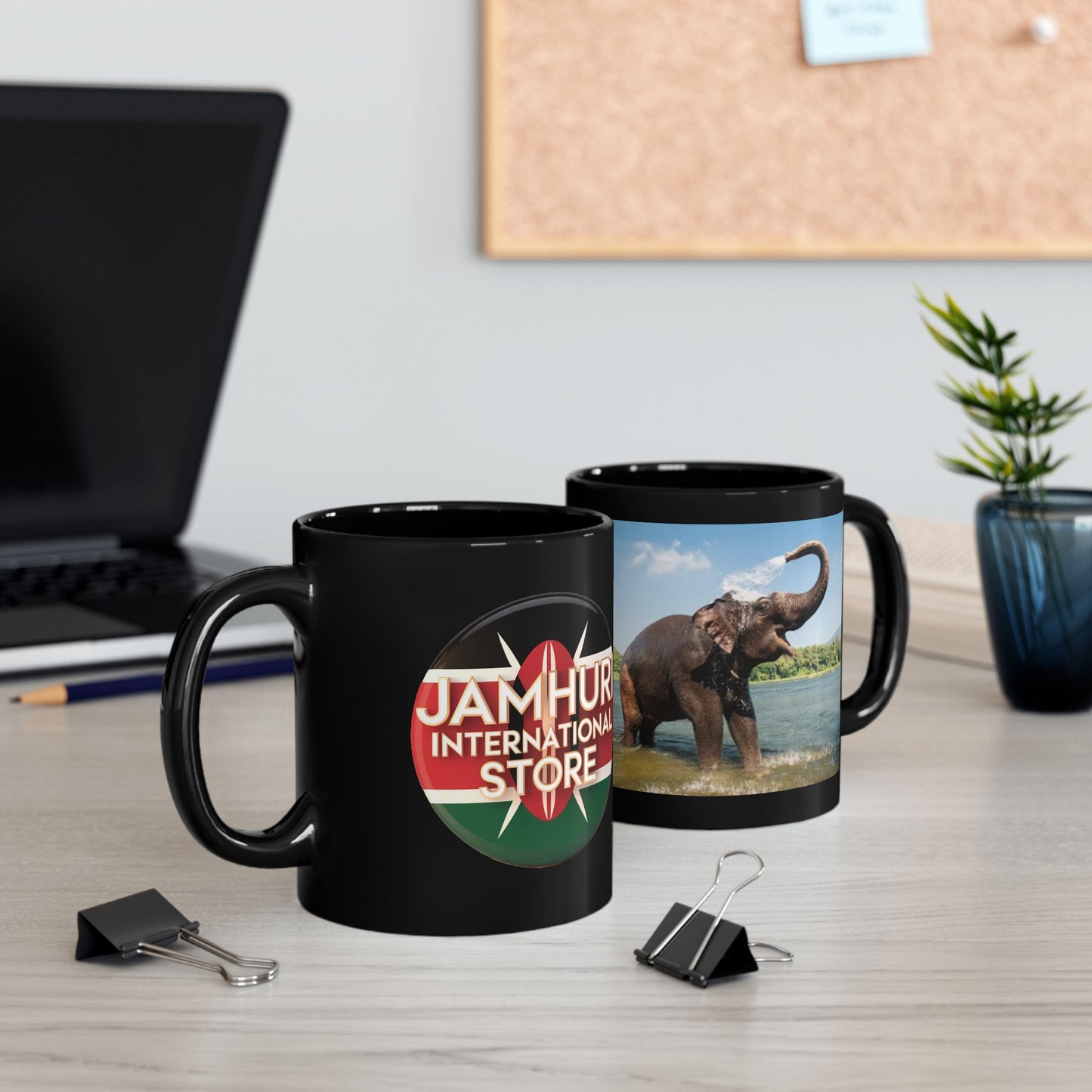 Elephant Adventure Mug - Unique Black Coffee Cup, Ideal for Nature Lovers, Gifts for Wildlife Enthusiasts, Perfect for Birthdays, [...]
