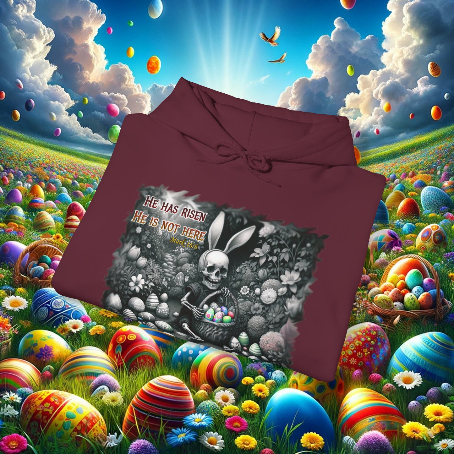 Easter Reflections: Baby Skeleton & Scripture Sketch - Unisex Heavy Blend™ Hooded Sweatshirt