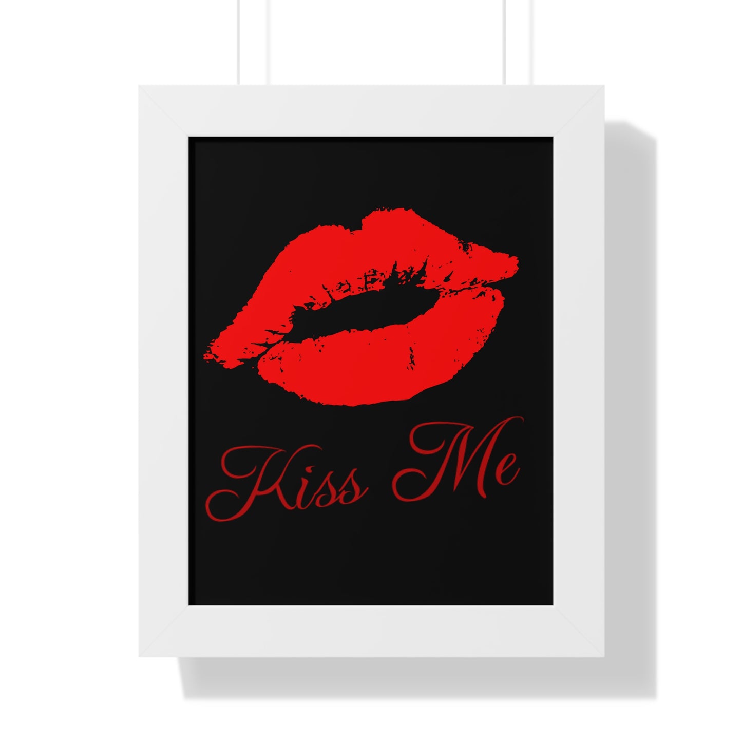 Black Kiss Me Poster Framed Vertical Poster