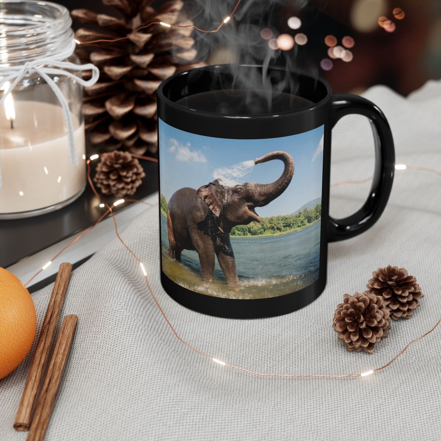 Elephant Adventure Mug - Unique Black Coffee Cup, Ideal for Nature Lovers, Gifts for Wildlife Enthusiasts, Perfect for Birthdays, [...]