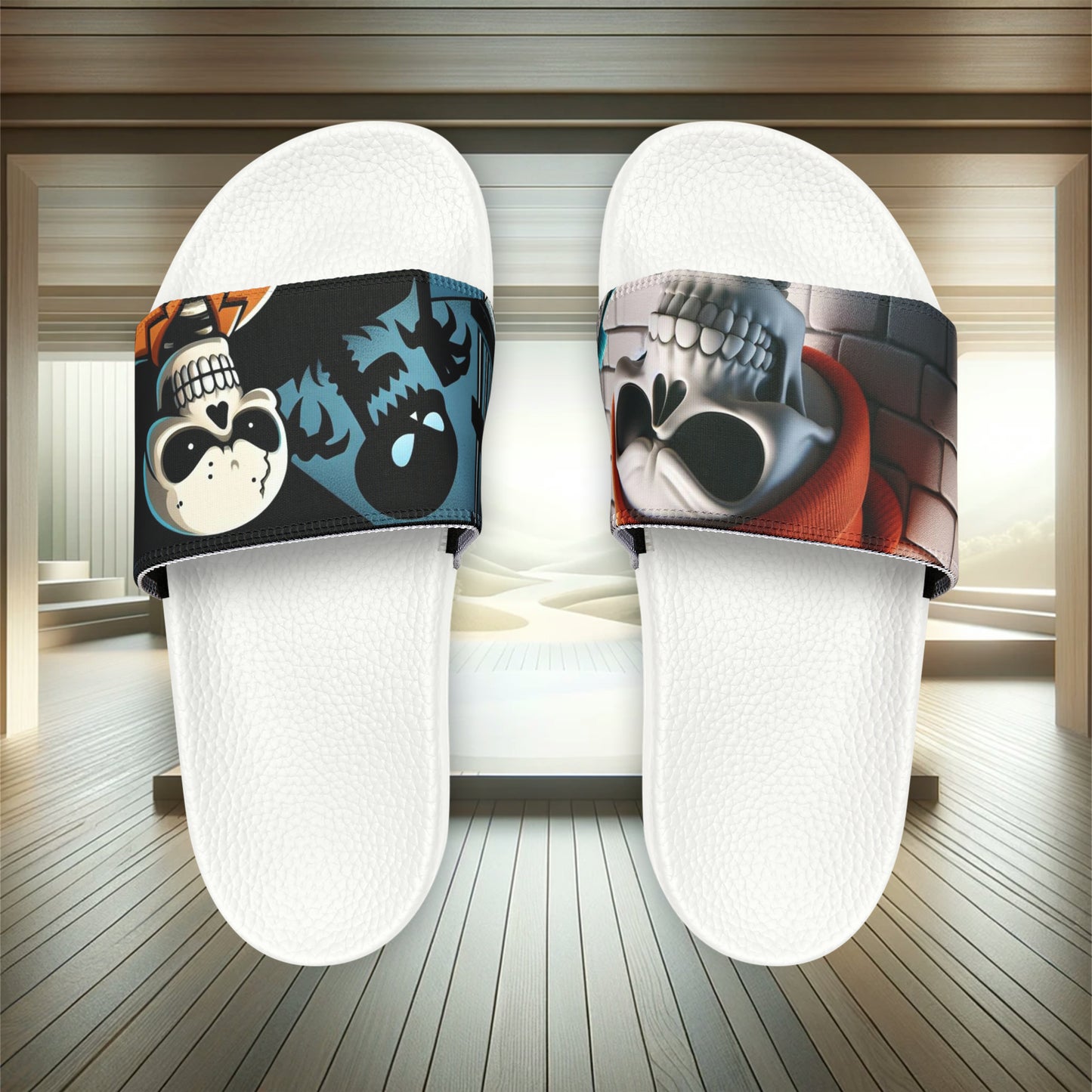 Skeleton don't play Down Bad - Men's PU Slide Sandals