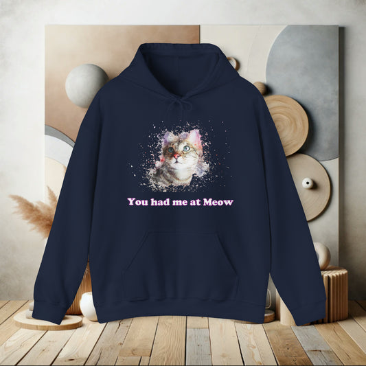 You Had me at Meow Hooded Sweatshirt, cat lover gift, cat lover, Cat Lover Gift, cat,