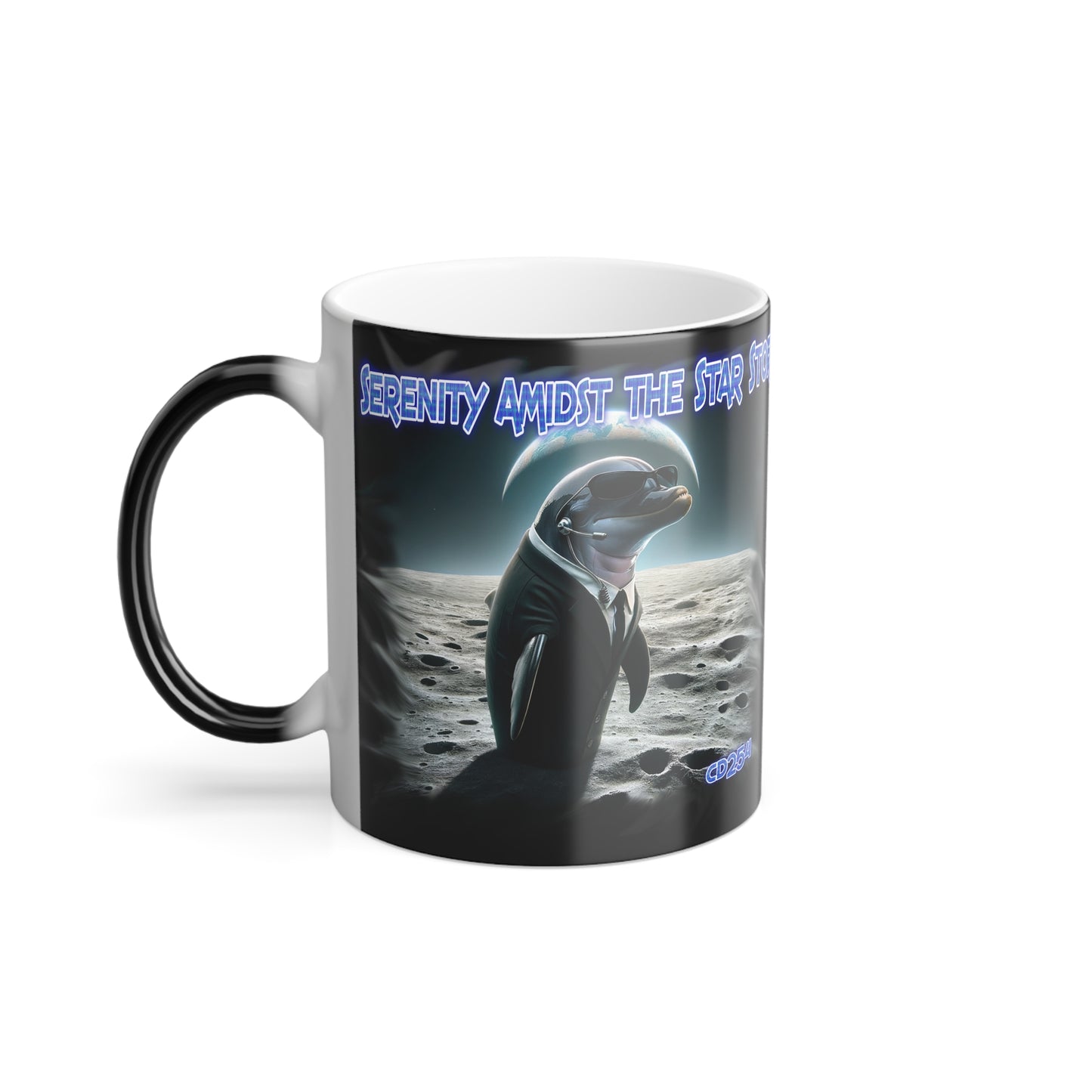 Galactic Guardian: Serenity Amidst the Star Storm - Color Morphing Mug, 11oz