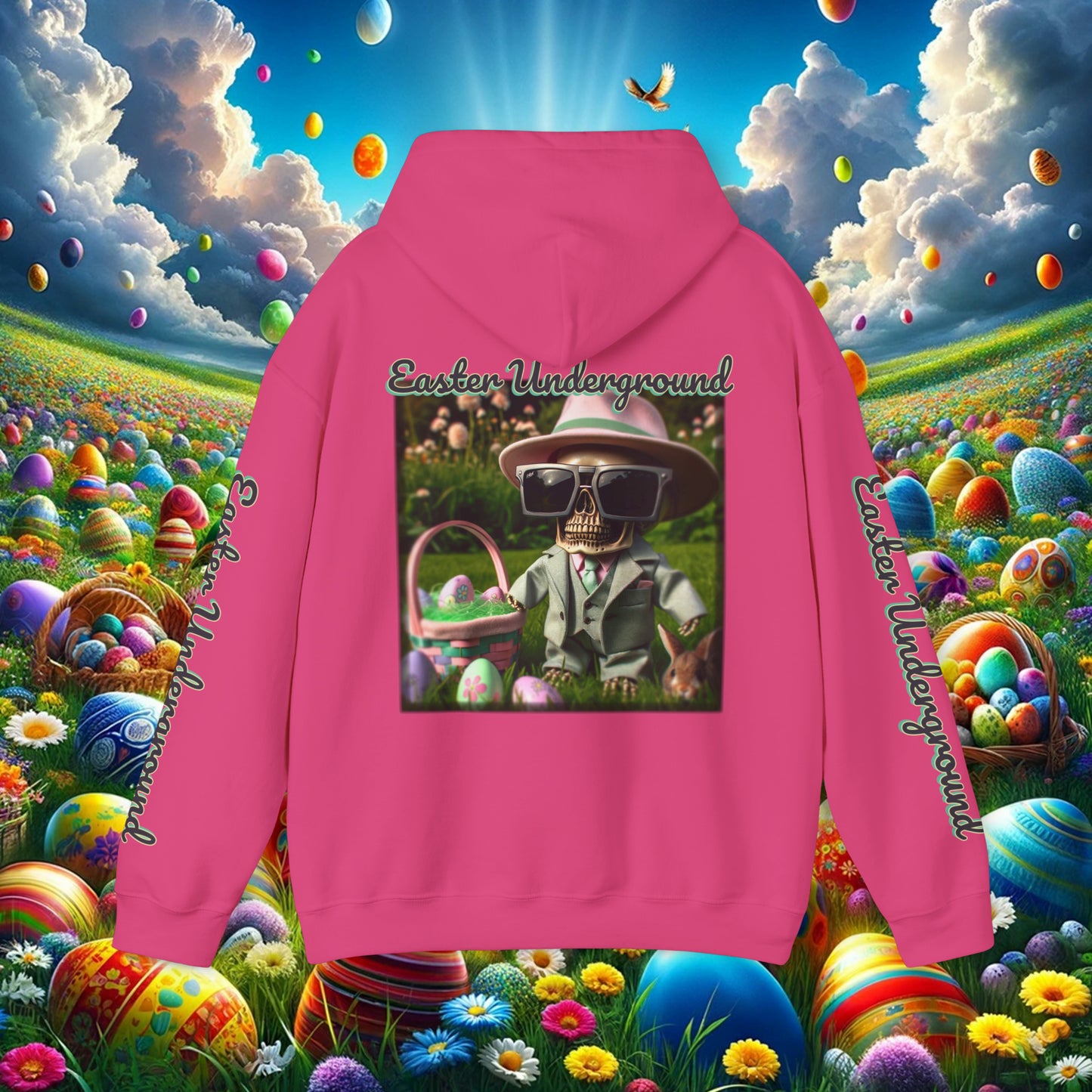 Elegant Bones: Easter Elegance Baby Skeleton - Unisex Heavy Blend™ Hooded Sweatshirt