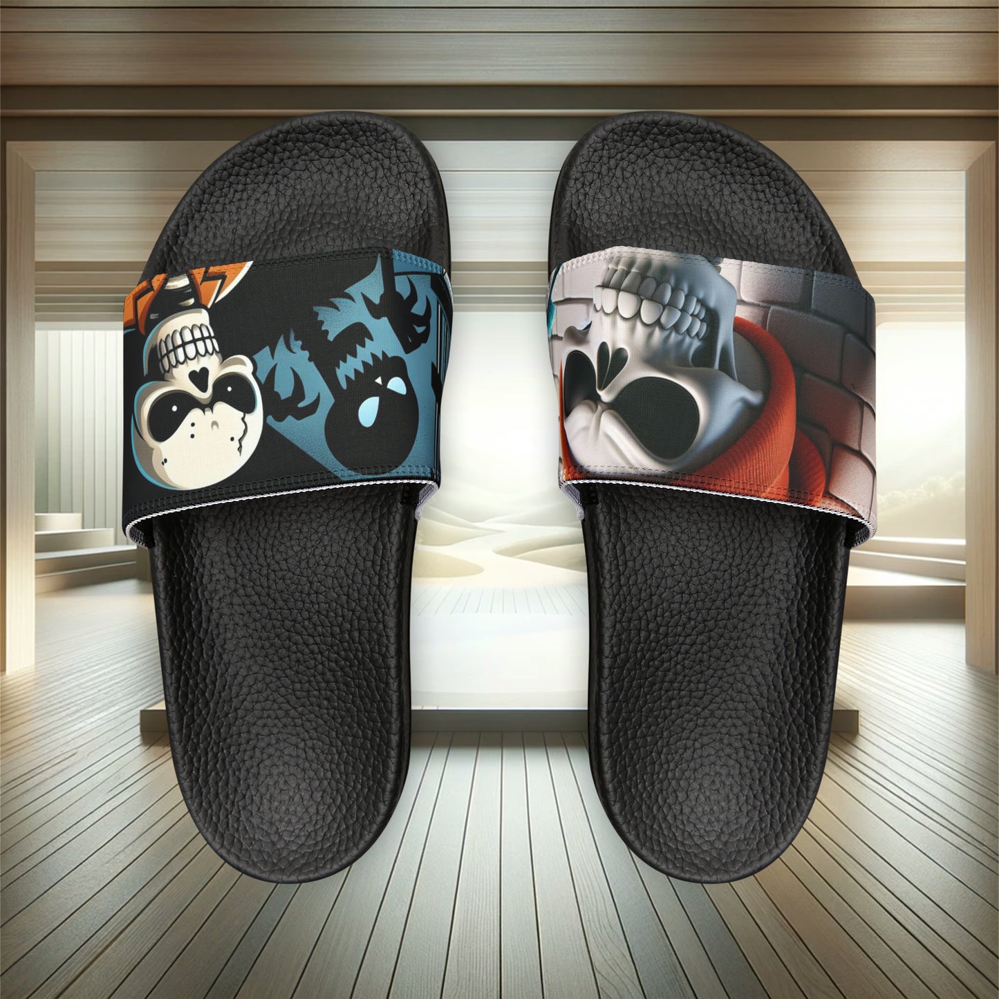 Skeleton don't play Down Bad - Men's PU Slide Sandals