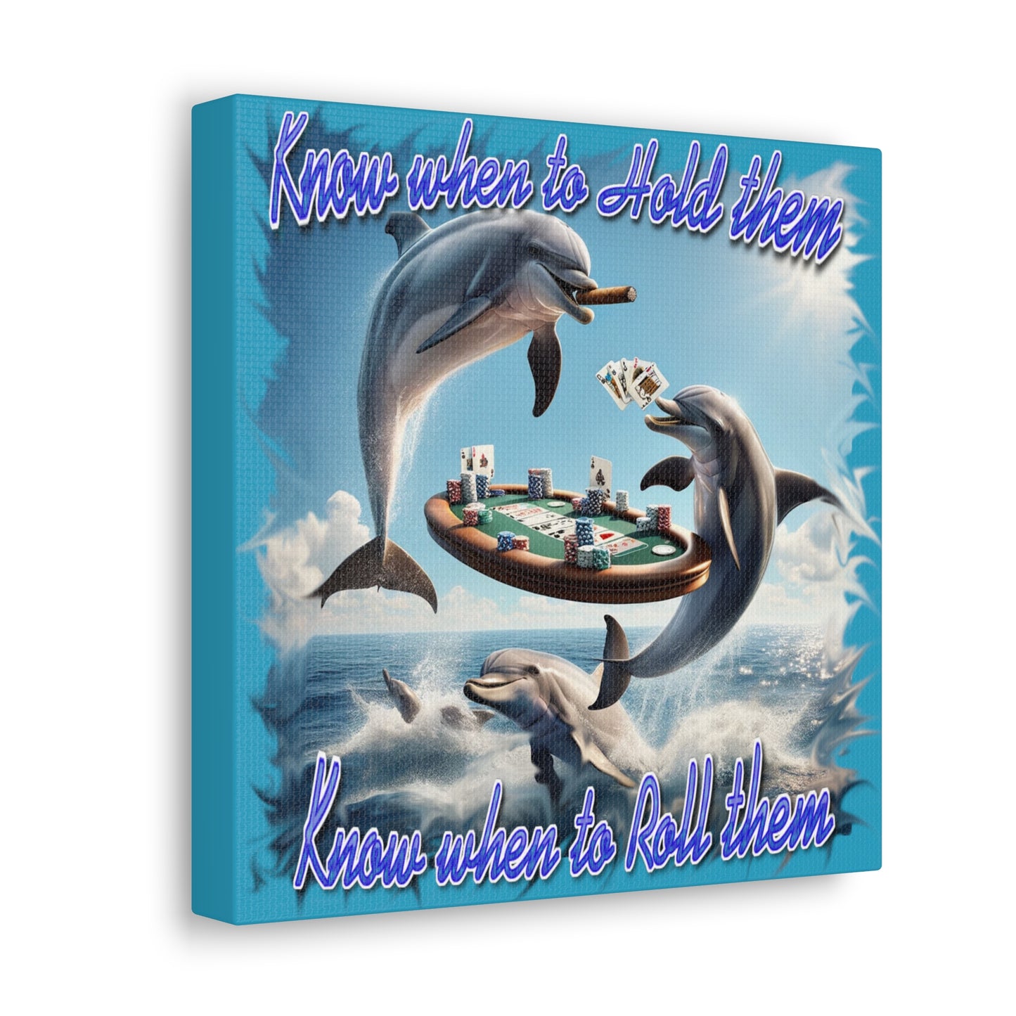 High Tide High Stakes: Playful Dolphins Poker Collection - Canvas Gallery Wraps