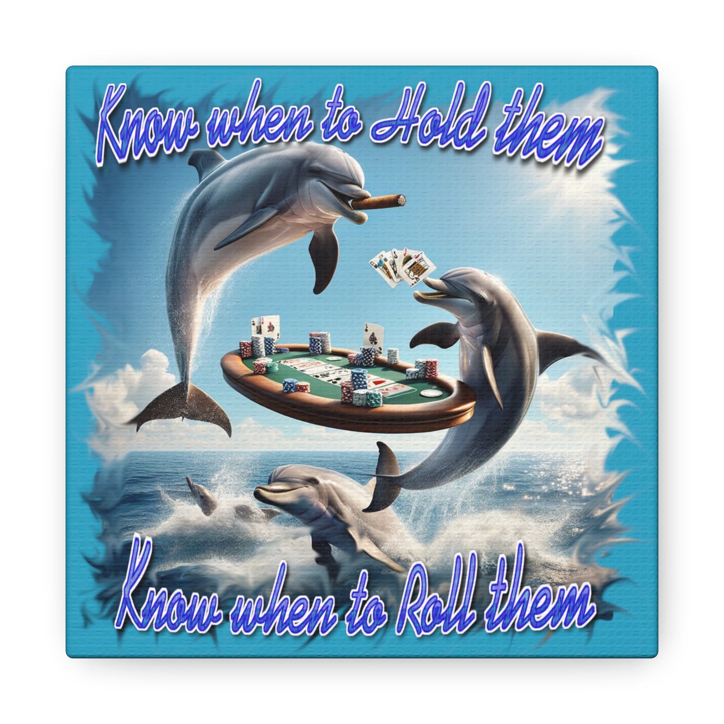 High Tide High Stakes: Playful Dolphins Poker Collection - Canvas Gallery Wraps